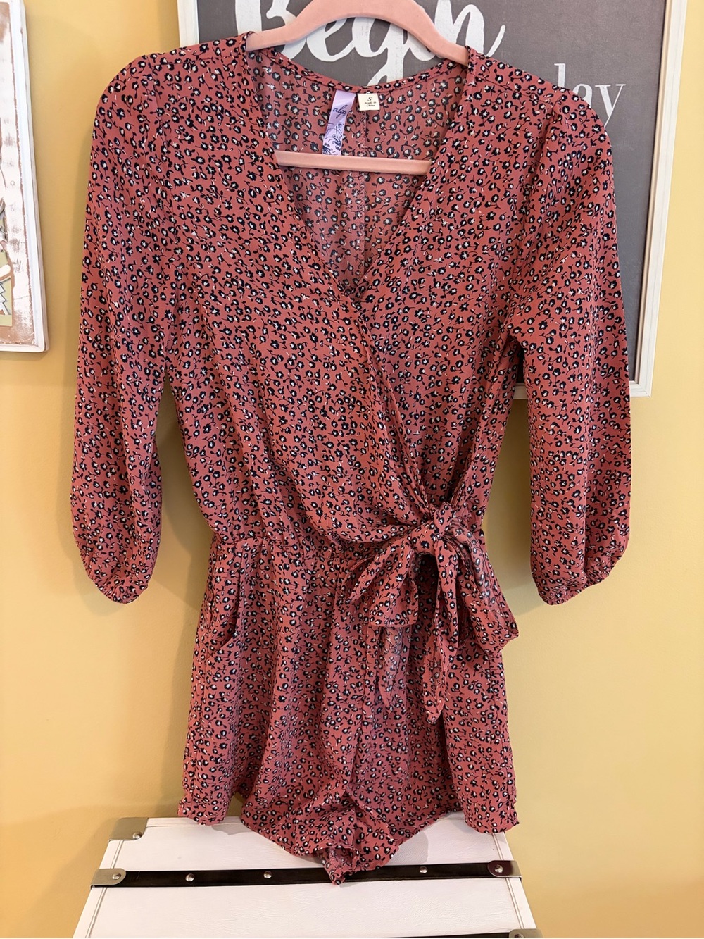 Alya Mauve Floral Wrap Romper